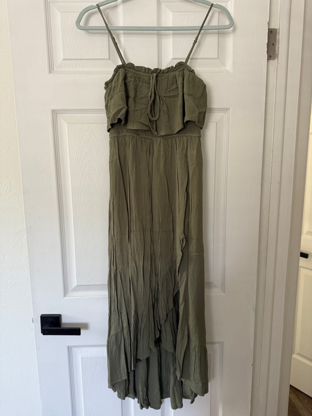 Lulus - Olive Green Ruffle Maxi Dress